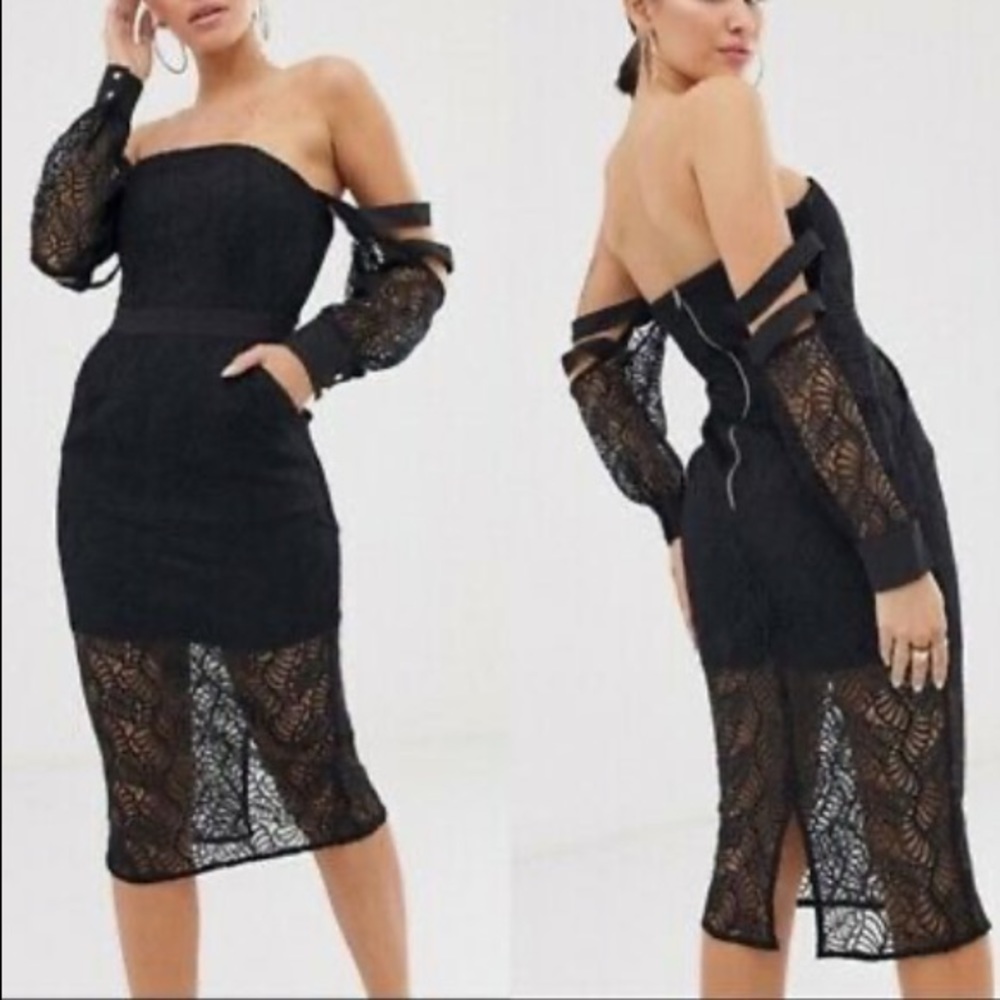 Beautiful lace Dress with cold Shoulder
